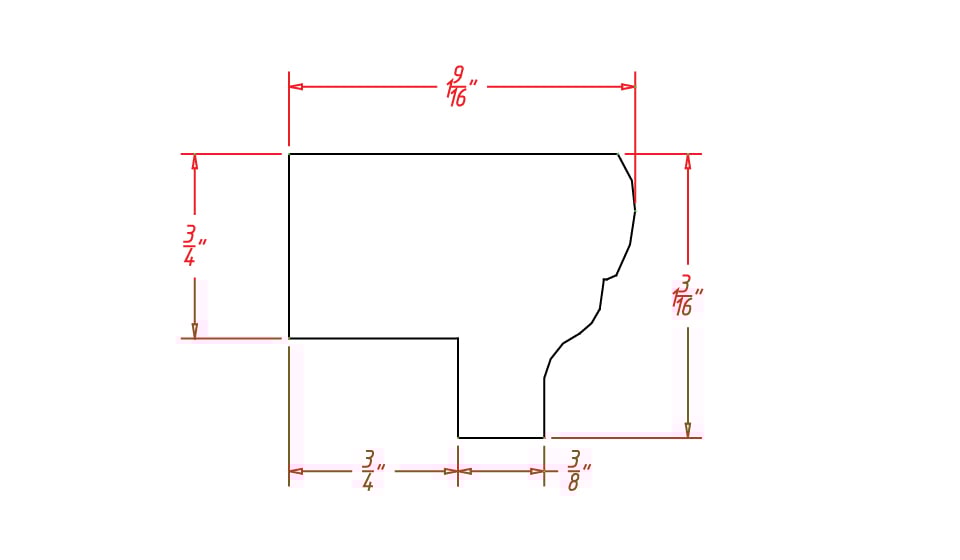 Timber White Light Rail Molding - 96"L X 1-1/2"D X 1-1/8"H