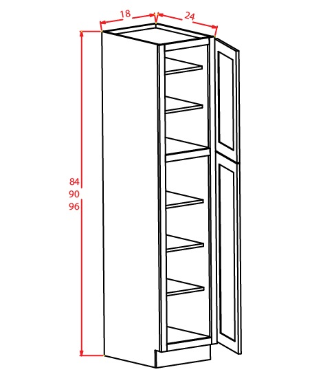 Timber White Wall Pantry - 18"W X 24"D X 96"H