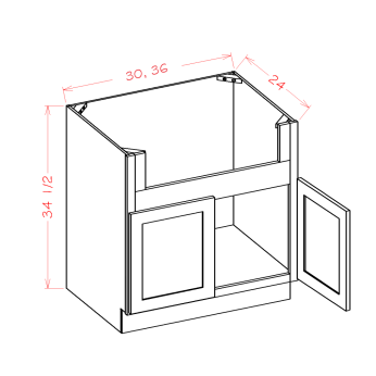 Timber White Farm Sink Base Cabinet - 30"W x 34-1/2"H x 24"D