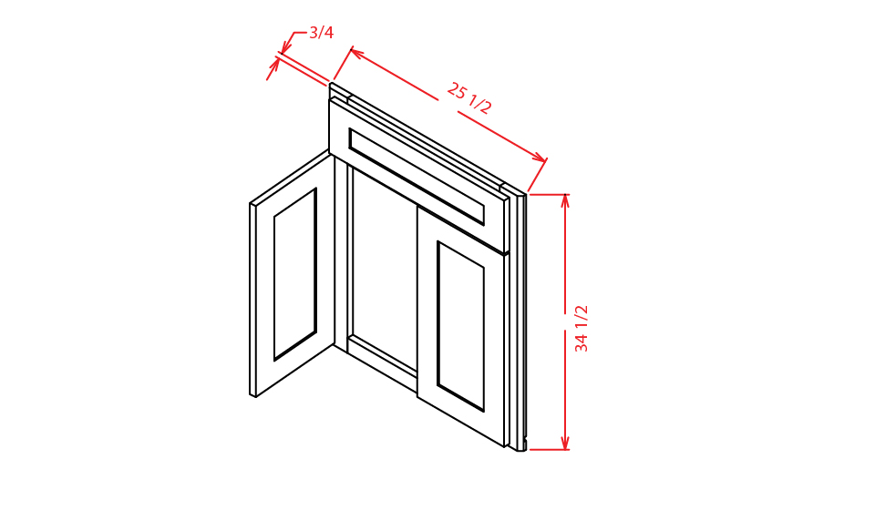 Black Shaker Corner Sink Base Front - 26-1/4"W X 30"H