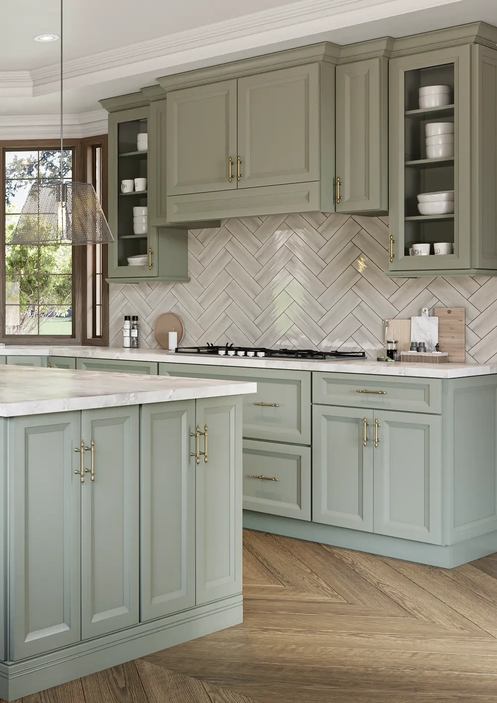 green kitchen cabinets