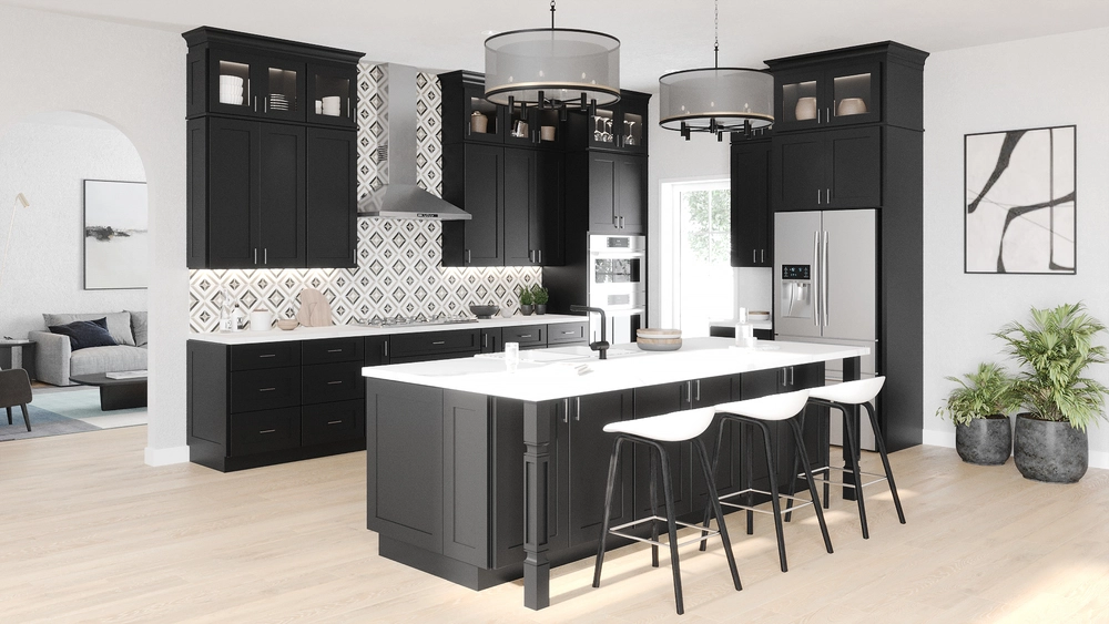 black shaker cabinets