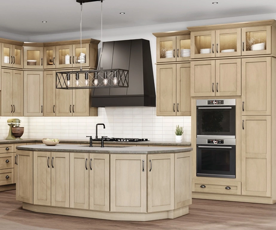 natural shaker kitchen cabinets island