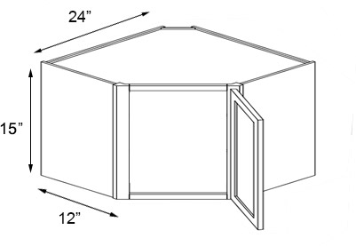 Sage Green Shaker Corner Wall Cabinet - 24" W x 15" H