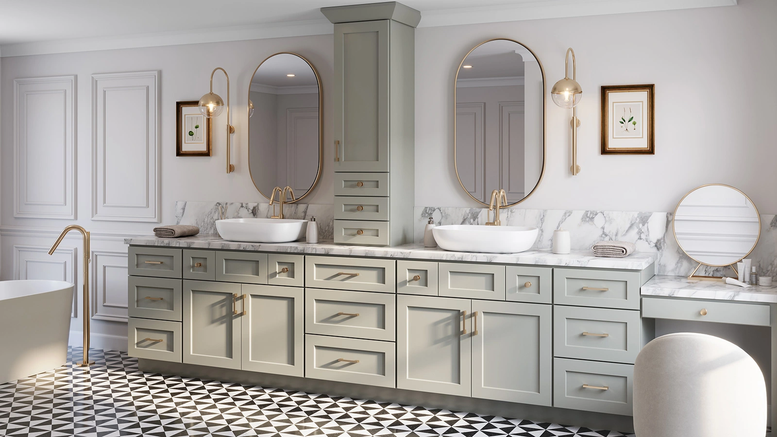 Sage Green Shaker Bathroom Vanities