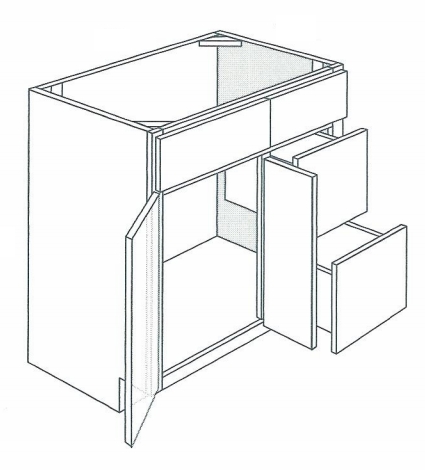 Driftwood Shaker 42" 2 Door 2 Drawer Right Vanity