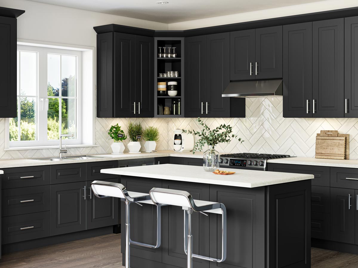 Preston Charcoal Shaker Vanity Base Full Height Doors 33"