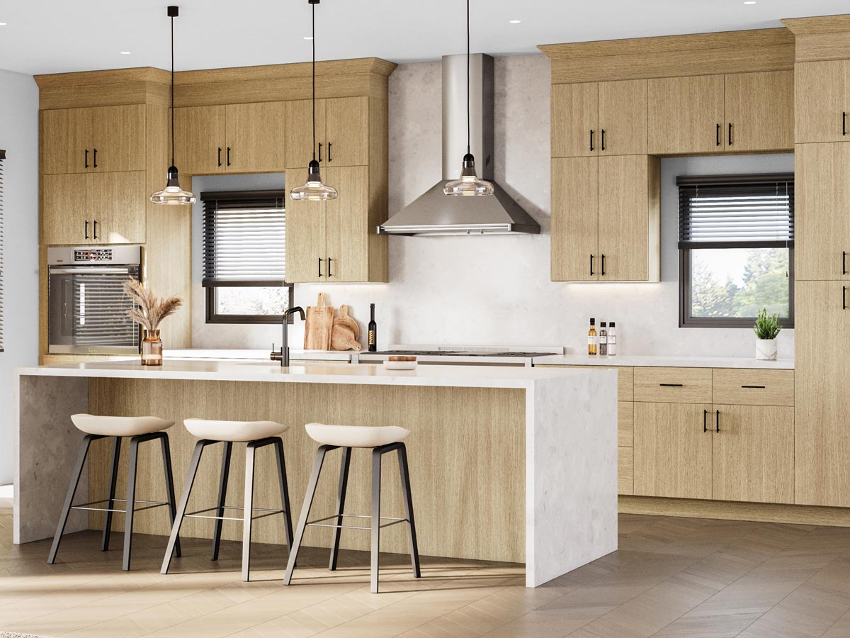 Strata White Oak Flat Panel Vanity Base Full Height Doors 21"