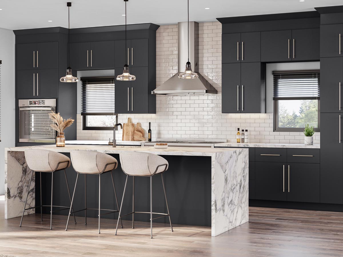 Strata Charcoal Flat Panel Vanity Base Full Height Doors 21"