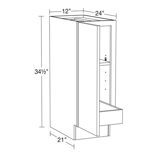 Strata  White Flat Panel Base Full Height 12" 1 Rollout 