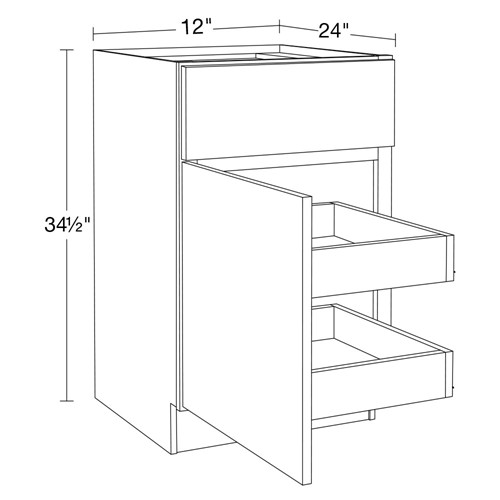 Strata  White Flat Panel Base 12" 2 Rollout Tray