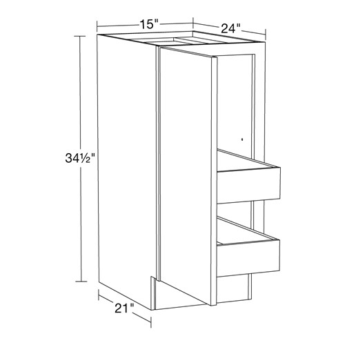 Strata  White Flat Panel Base Full Height 15" 2 Rollout 