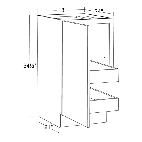 Strata  White Flat Panel Base Full Height 18" 2 Rollout 