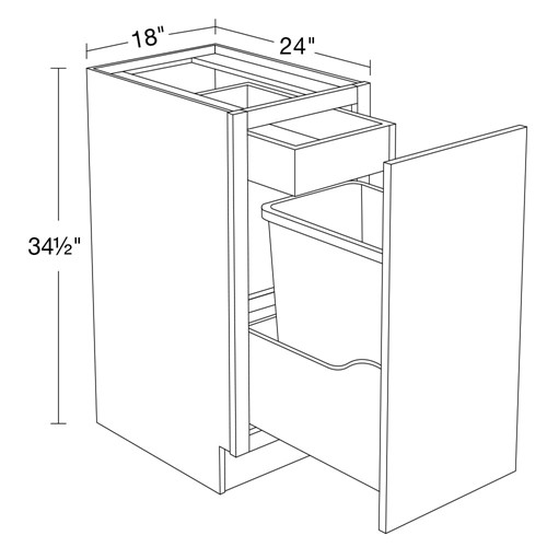 Summit White Shaker Single Door Cabinet w/ Wastebasket - 18"
