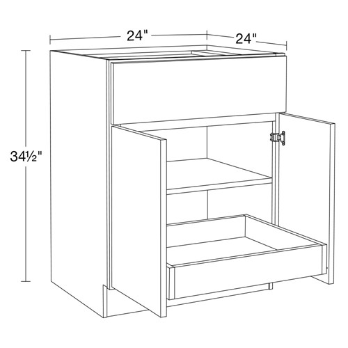 Strata  White Flat Panel Base 24" 1 Rollout Tray