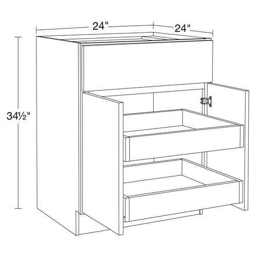 Strata  White Flat Panel Base 24" 2 Rollout Tray