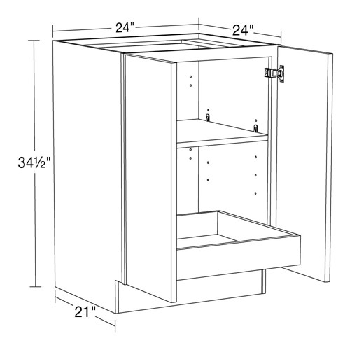 Strata  White Flat Panel Base Full Height 24" 1 Rollout
