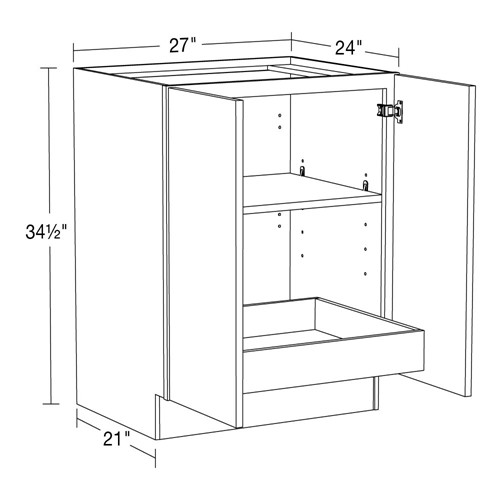 Strata  White Flat Panel Base Full Height 27" 1 Rollout