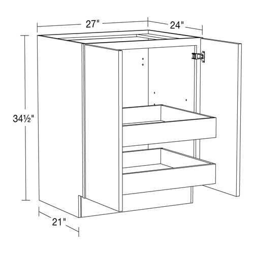 Strata  White Flat Panel Base Full Height 27" 2 Rollout