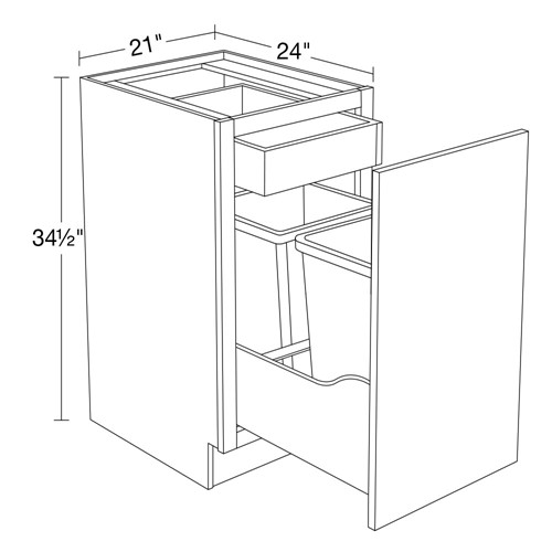 Summit White Shaker Single Door Cabinet w/ 2 Wastebaskets - 21"
