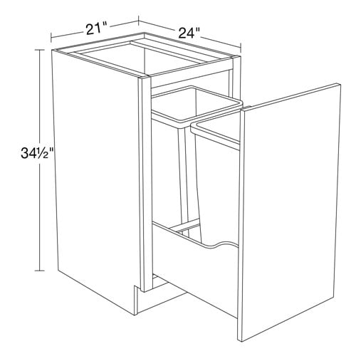 Strata  White Flat Panel Large Double Wastebasket Cabinet 21"