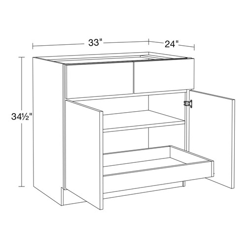 Strata  White Flat Panel Base 33" 1 Rollout Tray