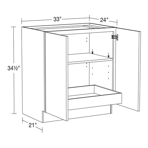 Strata  White Flat Panel Base Full Height 33" 1 Rollout