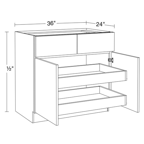 Strata  White Flat Panel Base 36" 2 Rollout Tray