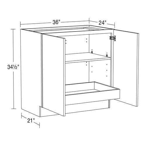 Strata  White Flat Panel Base Full Height 36" 1 Rollout