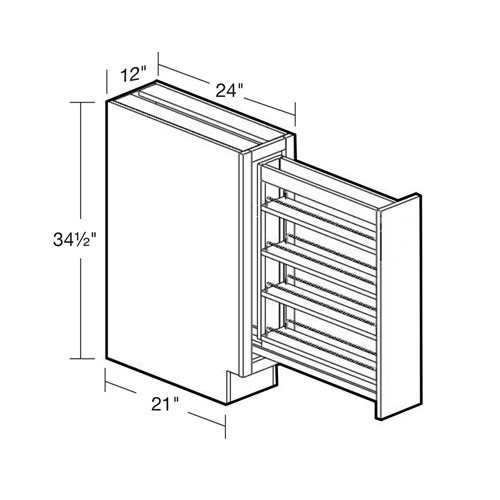Strata  White Flat Panel Spice Pullout Cabinet - 12"
