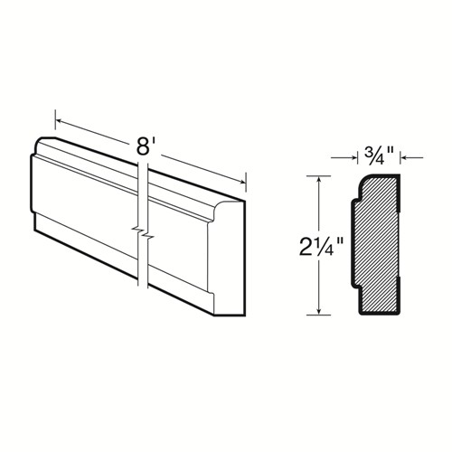 Strata  White Flat Panel Light Rail 96" x 2" Molding