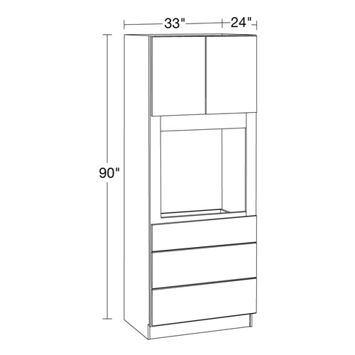 Strata  White Flat Panel Universal Oven Cabinet 33" x 90"