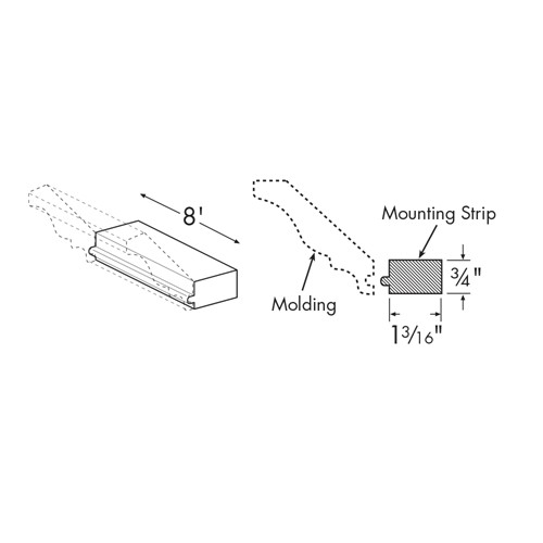 Summit White Shaker Top Molding Mounting Strip