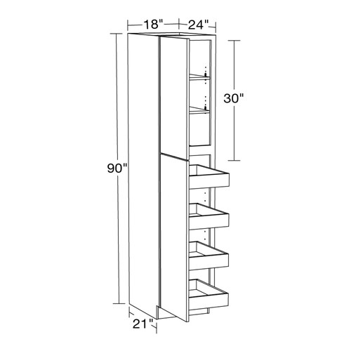 Strata  White Flat Panel Utility 18" x 24" x 90" 4 Rollout 