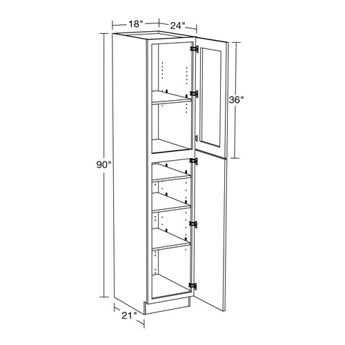 Lexington Gray Shaker Utility 18"x24"x90" With Glass Doors