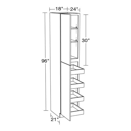Strata  White Flat Panel Utility 18" x 24" x 96" 4 Rollout 