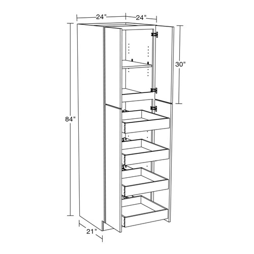 Strata  White Flat Panel Utility 24" x 24" x 84" 4 Rollout