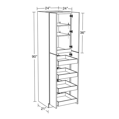 Strata  White Flat Panel Utility 24" x 24" x 90" 4 Rollout