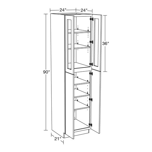 Lexington Gray Shaker Utility 24"x24"x90" with Glass Doors