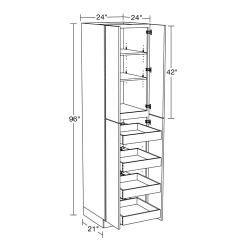 Strata  White Flat Panel Utility 24" x 24" x 96" 4 Rollout Tray