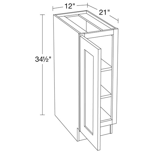 Strata  White Flat Panel Vanity Base Full Height Doors 12"