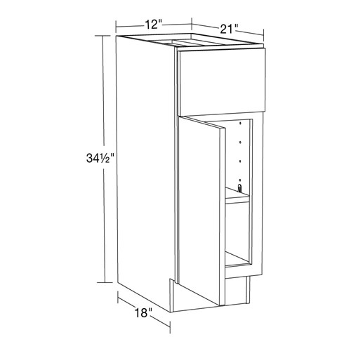 Summit White Shaker Vanity Base Cabinet 12L