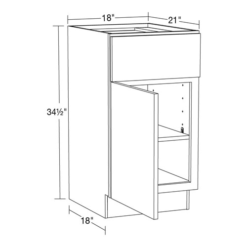 Summit White Shaker Vanity Base Cabinet 18L