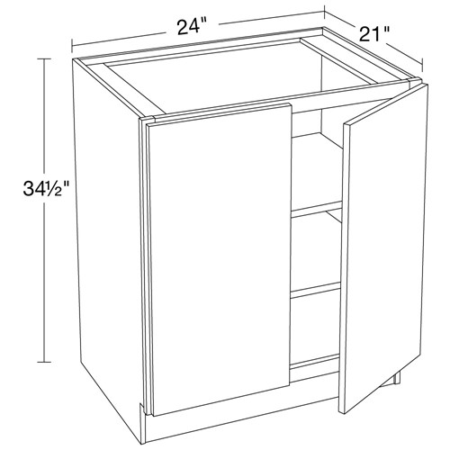 Strata  White Flat Panel Vanity Base Full Height Doors 24"