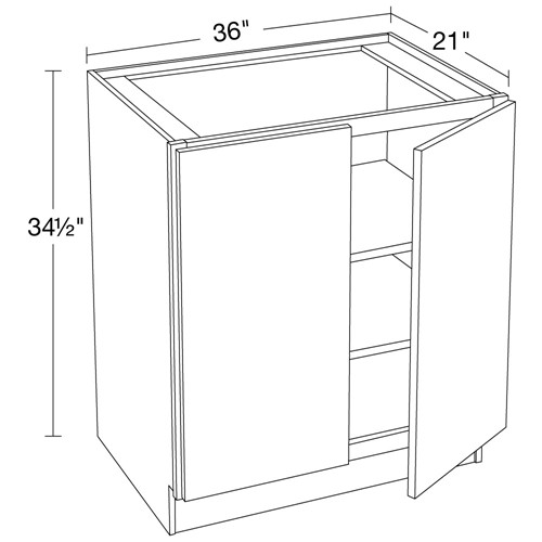 Strata  White Flat Panel Vanity Base Full Height Doors 36"