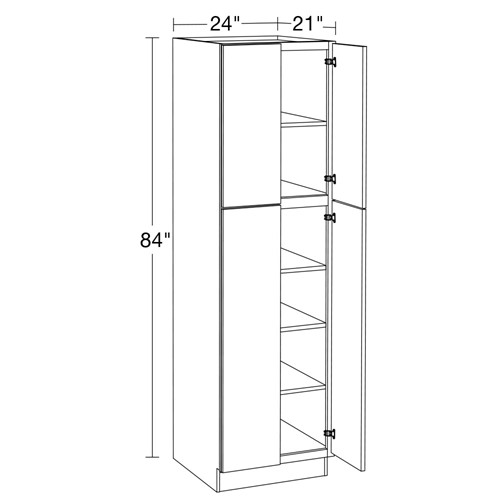Strata  White Flat Panel Vanity Linen Cabinet 24"x21"x84"