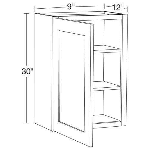 Lexington Gray Shaker Wall 9"x30" with Glass Doors