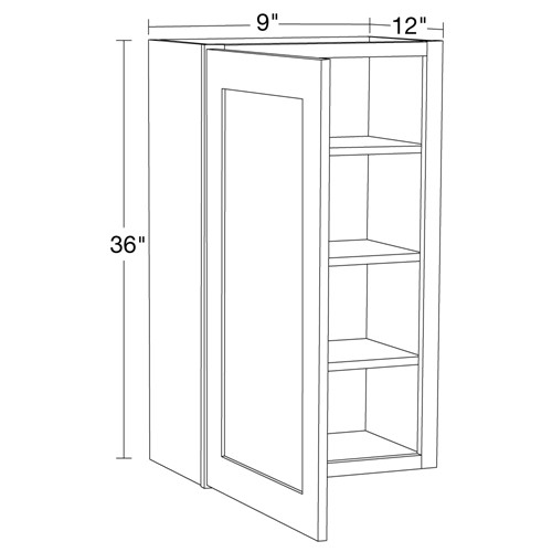 Lexington Gray Shaker Wall 9"x36" with Glass Doors