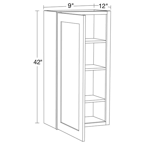 Lexington Gray Shaker Wall 9"x42" with Glass Doors