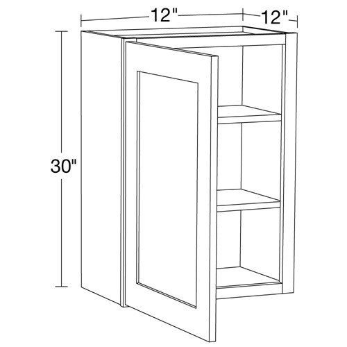 Lexington Gray Shaker Wall 12"x30" with Glass Doors